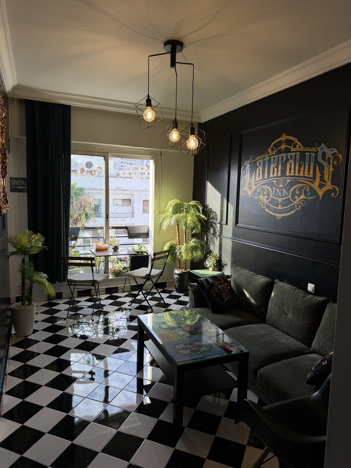 The relaxed lounge area at Atelier Noir